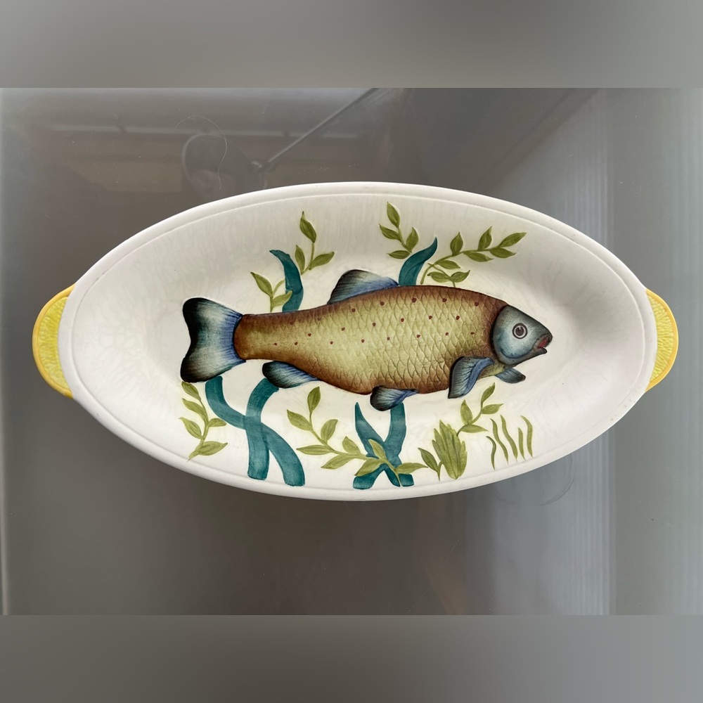 🐠Vintage 50s Fish Oval Handpainted Serving Dish Platter | E. Radford England - Picture 10 of 17
